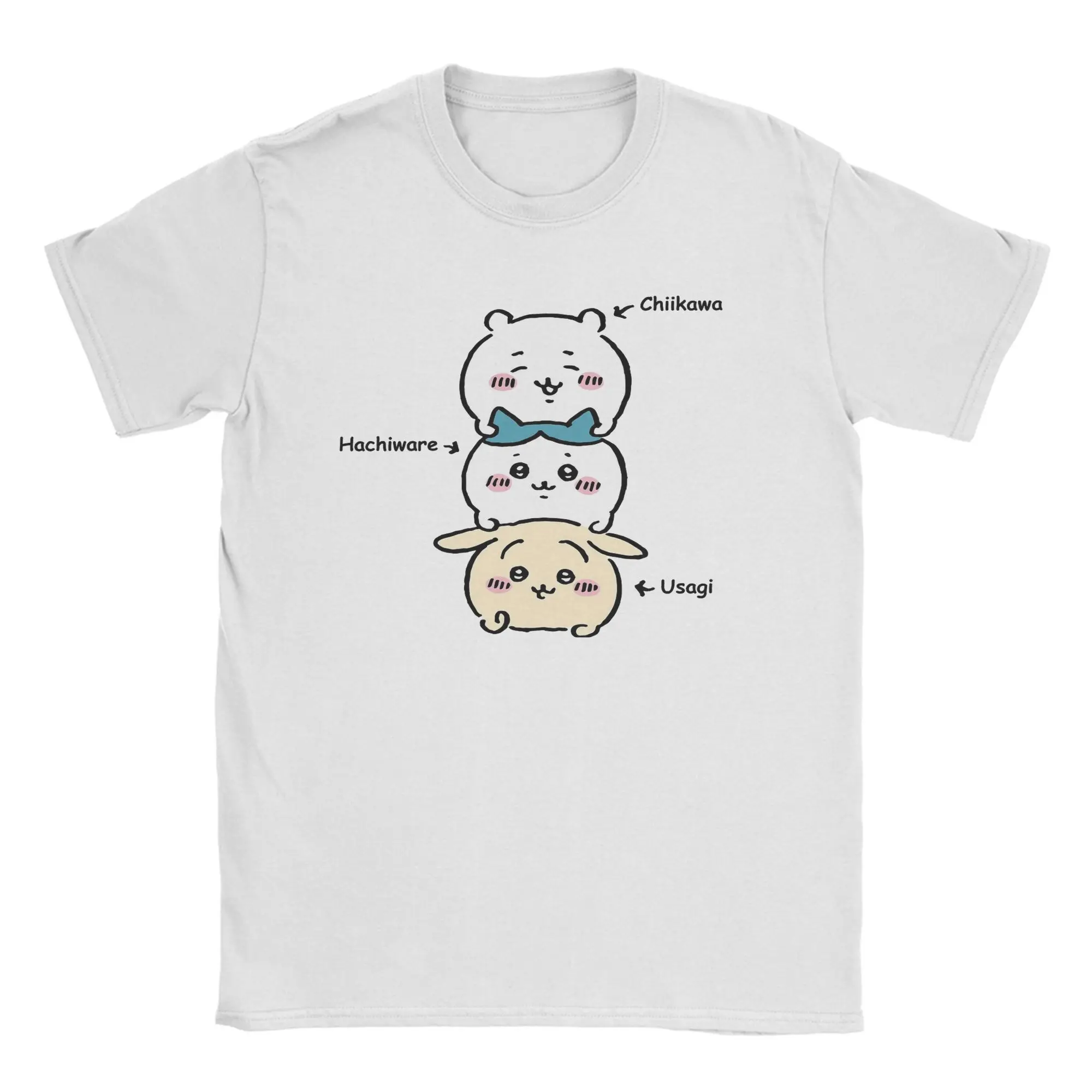 Vintage Chiikawas Usagi Hachiware Anime T-Shirts Men Round Neck 100% Cotton T Shirts Short Sleeve Tees 6XL Tops
