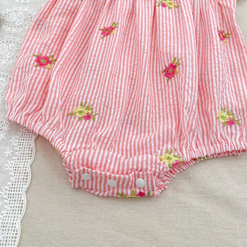 2026 Summer 0-24M Baby Girl Flying Sleeve Cotton Embroidery Baby Bodysuit 2-6Yrs Kids Sweet Party Frock Dresses Sister Clothing
