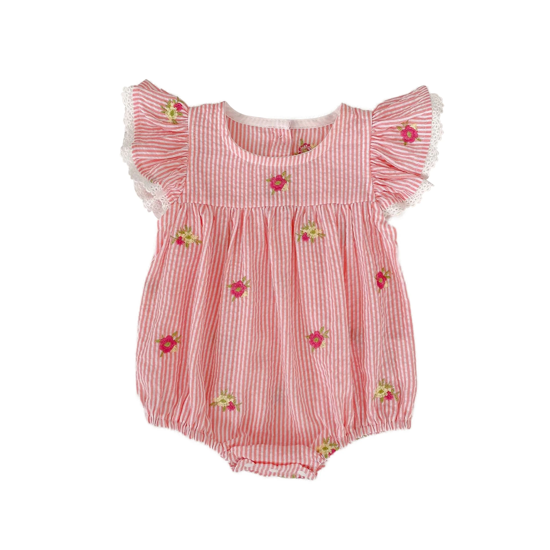2026 Summer 0-24M Baby Girl Flying Sleeve Cotton Embroidery Baby Bodysuit 2-6Yrs Kids Sweet Party Frock Dresses Sister Clothing