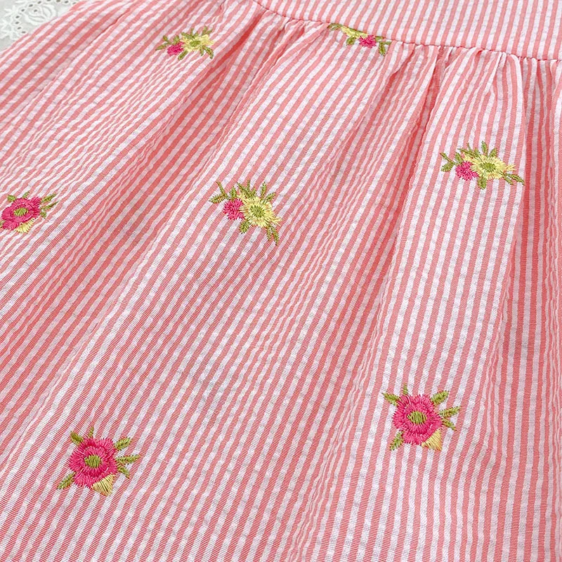 2026 Summer 0-24M Baby Girl Flying Sleeve Cotton Embroidery Baby Bodysuit 2-6Yrs Kids Sweet Party Frock Dresses Sister Clothing