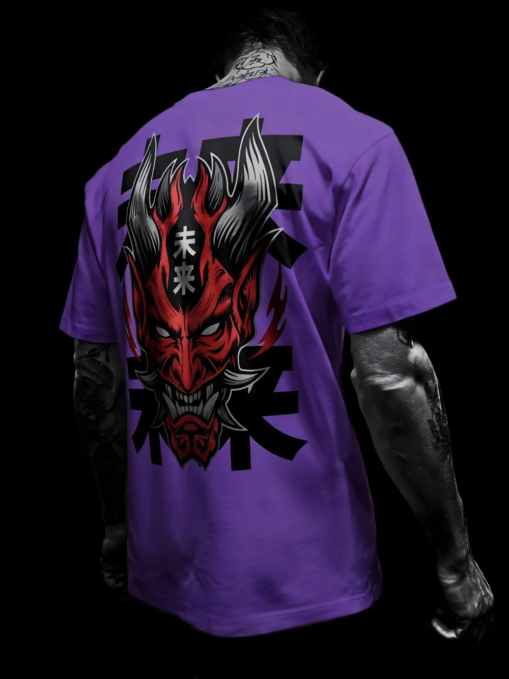 New men's summer ghost mask, futuristic letter print, comfortable and breathable round neck T-shirt outdoor street top