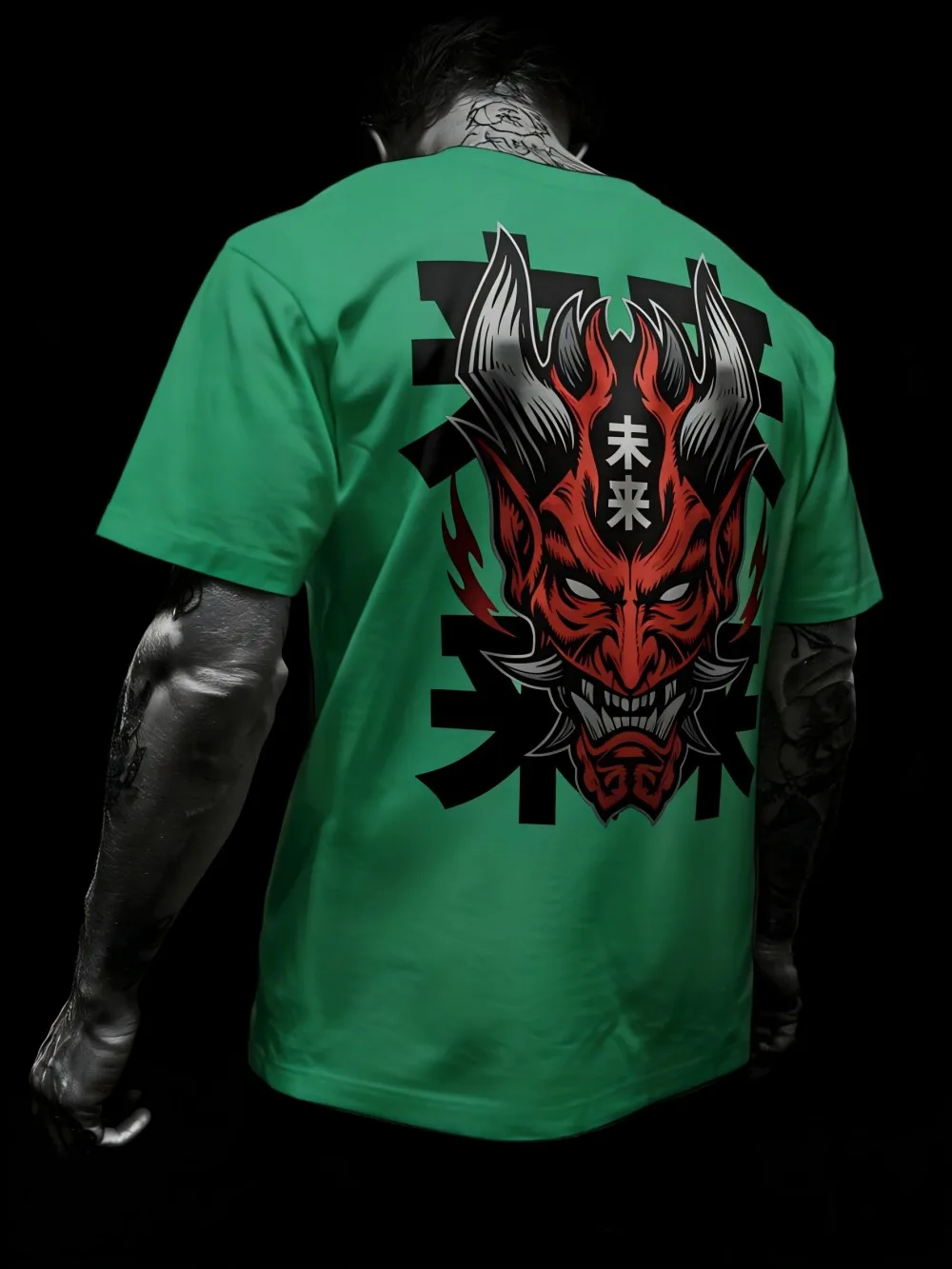 New men's summer ghost mask, futuristic letter print, comfortable and breathable round neck T-shirt outdoor street top