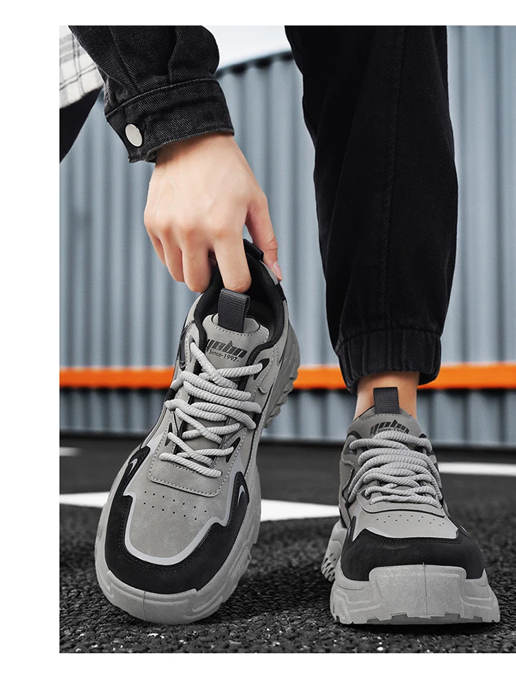 2026 Spring New Men's Sports Shoes with Height-Increasing Thick Soles, Breathable and Versatile, Korean-Style Trendy Running Shoes Suitable for Outdoor Activities