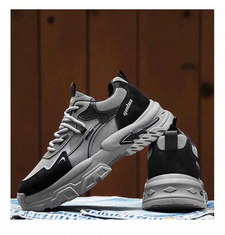 2026 Spring New Men's Sports Shoes with Height-Increasing Thick Soles, Breathable and Versatile, Korean-Style Trendy Running Shoes Suitable for Outdoor Activities
