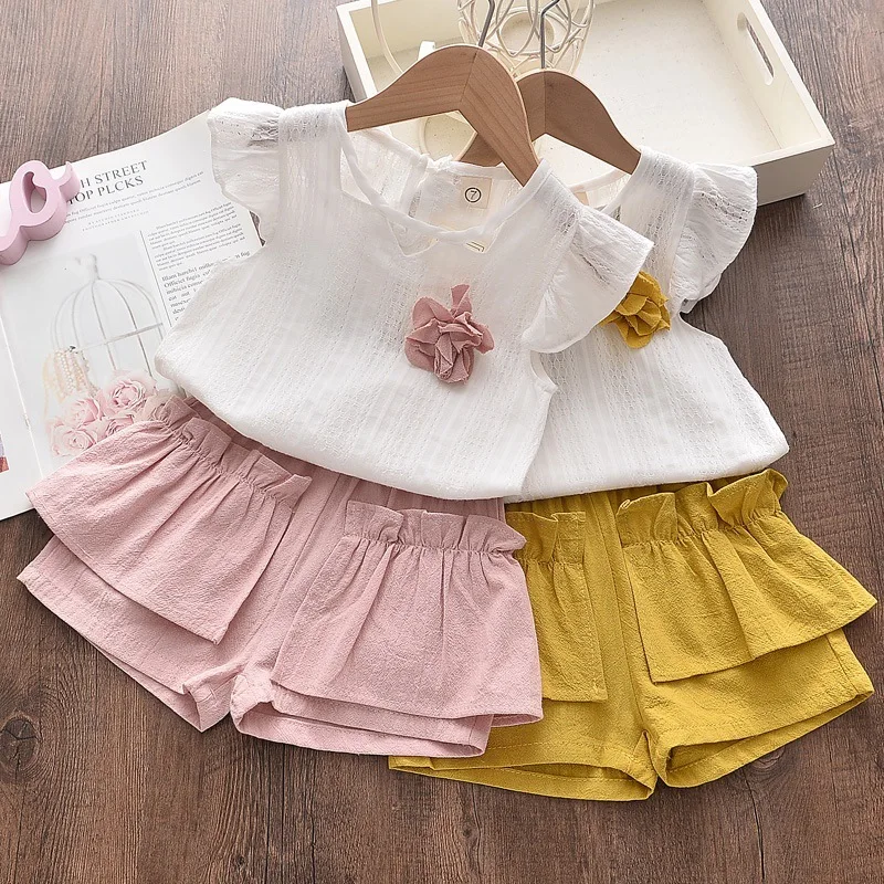 New Fashion Baby Clothes Suit Summer Children Girls Vest Shorts 2Pcs/Sets Toddler Clothing Infant Casual Costume Kids Tracksuits