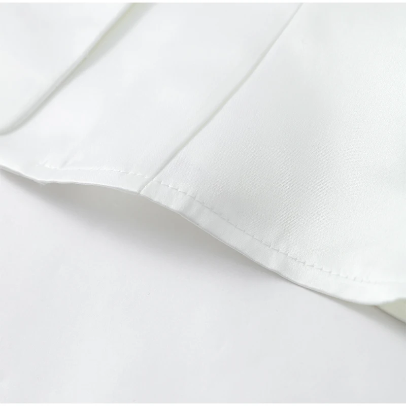 Elegant White Lantern Sleeve Shirt Women's Sexy Solid Stand Collar High Waist Slim Shirts 2026 New Lady Tops Commute Outerwears