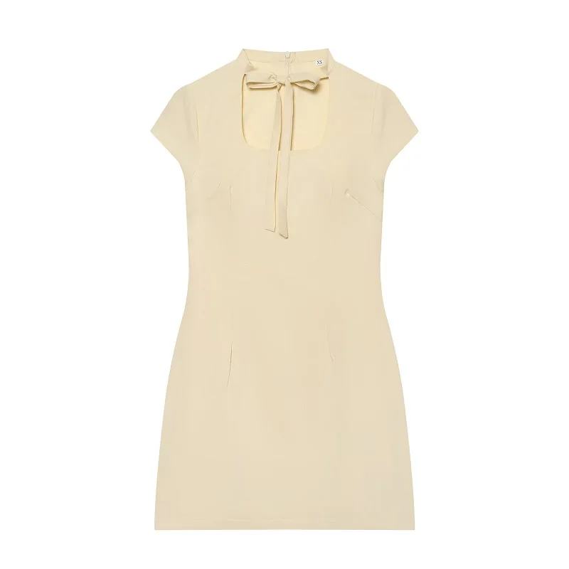 MUJER Polka Dot Women's Dress Bow Cut out Short Dresses for Women Summer Party Dresses 2026 Woman Short Sleeve Mini Dress Women
