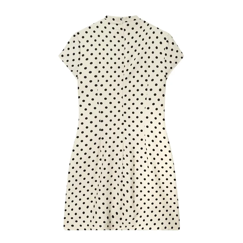 MUJER Polka Dot Women's Dress Bow Cut out Short Dresses for Women Summer Party Dresses 2026 Woman Short Sleeve Mini Dress Women