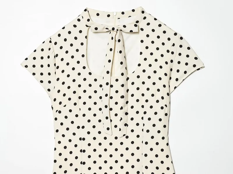 MUJER Polka Dot Women's Dress Bow Cut out Short Dresses for Women Summer Party Dresses 2026 Woman Short Sleeve Mini Dress Women