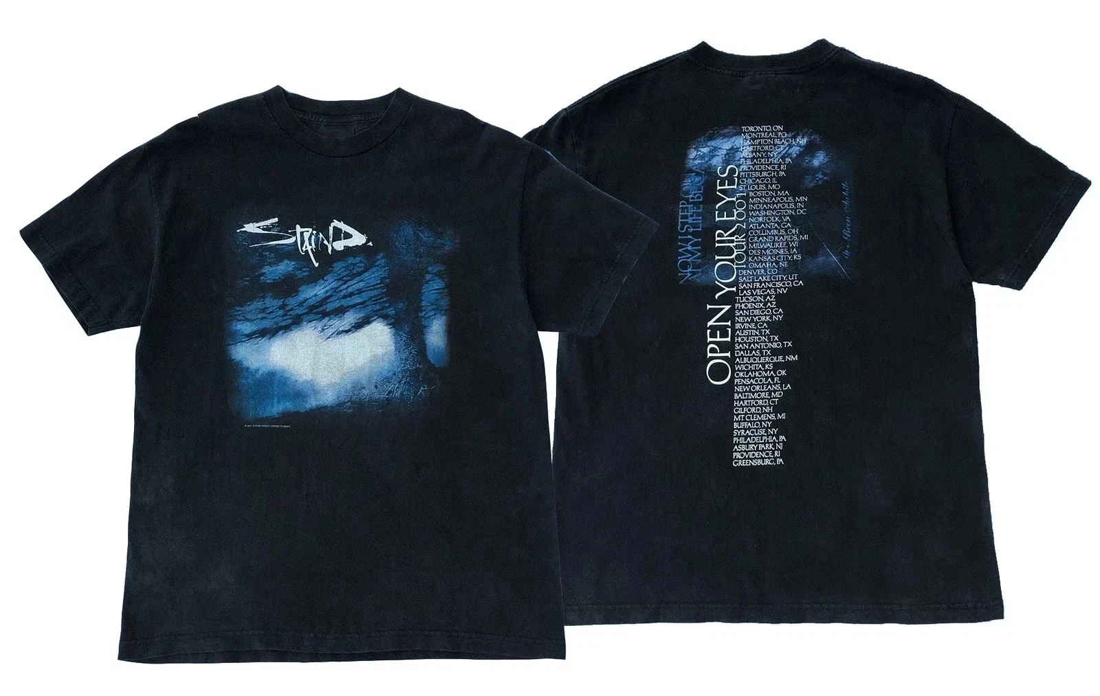 Vintage Staind Band 2001 "Open Your Eyes" Tour Y2K Pattern Pure Cotton T-shirt Men's T-shirt Commemorative