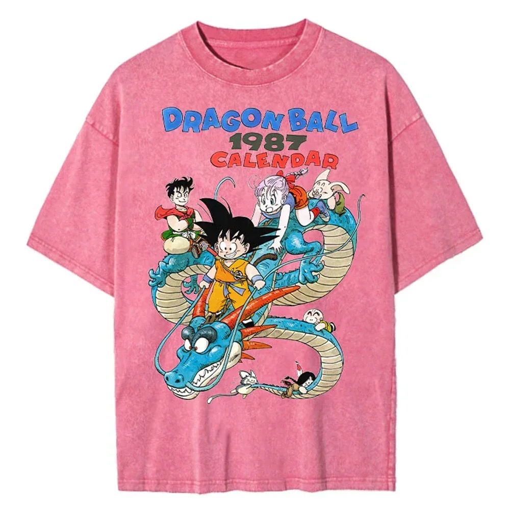 Hip Hop Streetwear Japan Anime Dragon Ball Print Oversized T-Shirt Men Washed Vintage Black Tshirt Summer Casual Cotton T Shirt