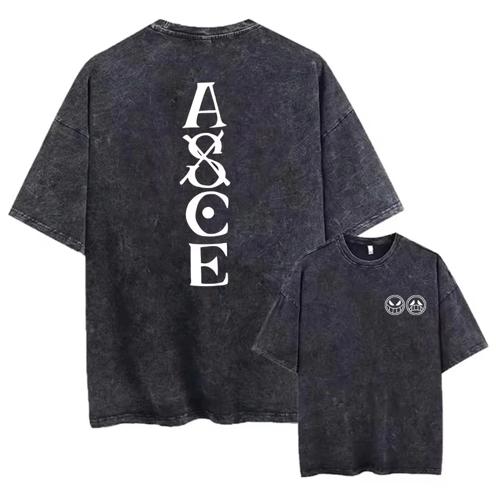 2026 New Anime ONE PIECE Anime Nika Luffy Washed T Shirt Summer Vintage Men's Women Cotton Casual Tee Top Streetwear