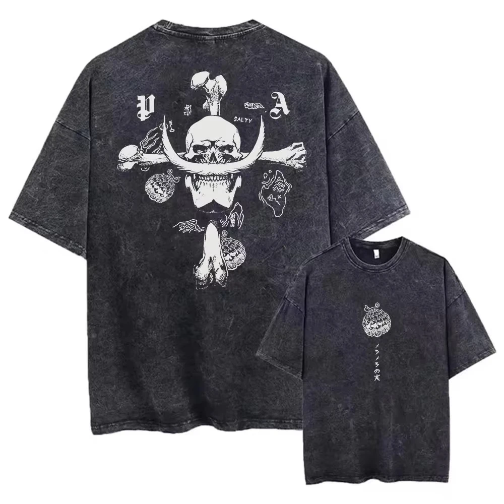 2026 New Anime ONE PIECE Anime Nika Luffy Washed T Shirt Summer Vintage Men's Women Cotton Casual Tee Top Streetwear