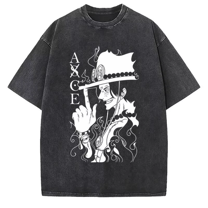 2026 New Anime ONE PIECE Anime Nika Luffy Washed T Shirt Summer Vintage Men's Women Cotton Casual Tee Top Streetwear