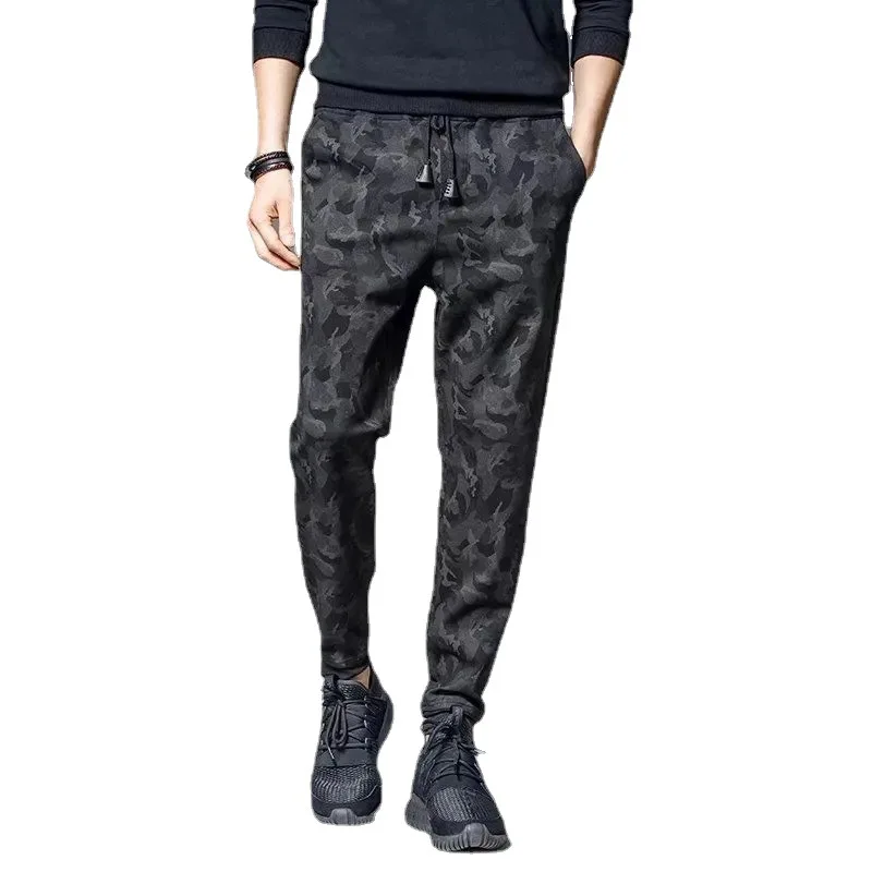 2026 new Running Sweatpants Men Camouflage Elasticity Cargo Pants Drawstring Multi Pockets Bottoms Casual Jogger Trousers