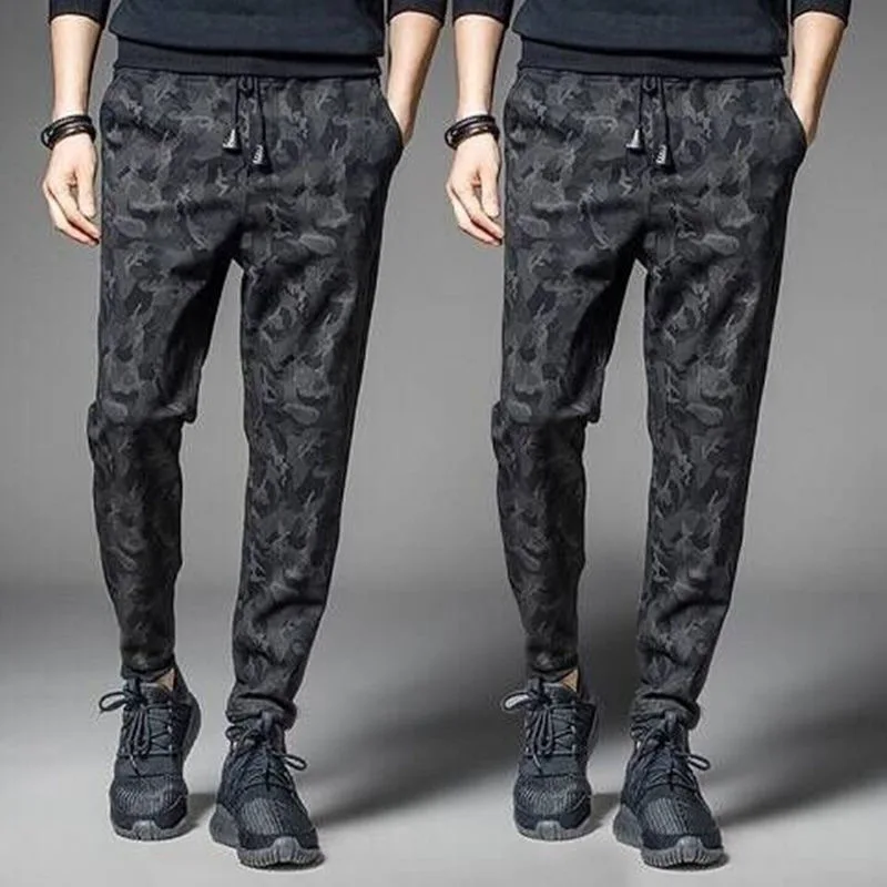 2026 new Running Sweatpants Men Camouflage Elasticity Cargo Pants Drawstring Multi Pockets Bottoms Casual Jogger Trousers