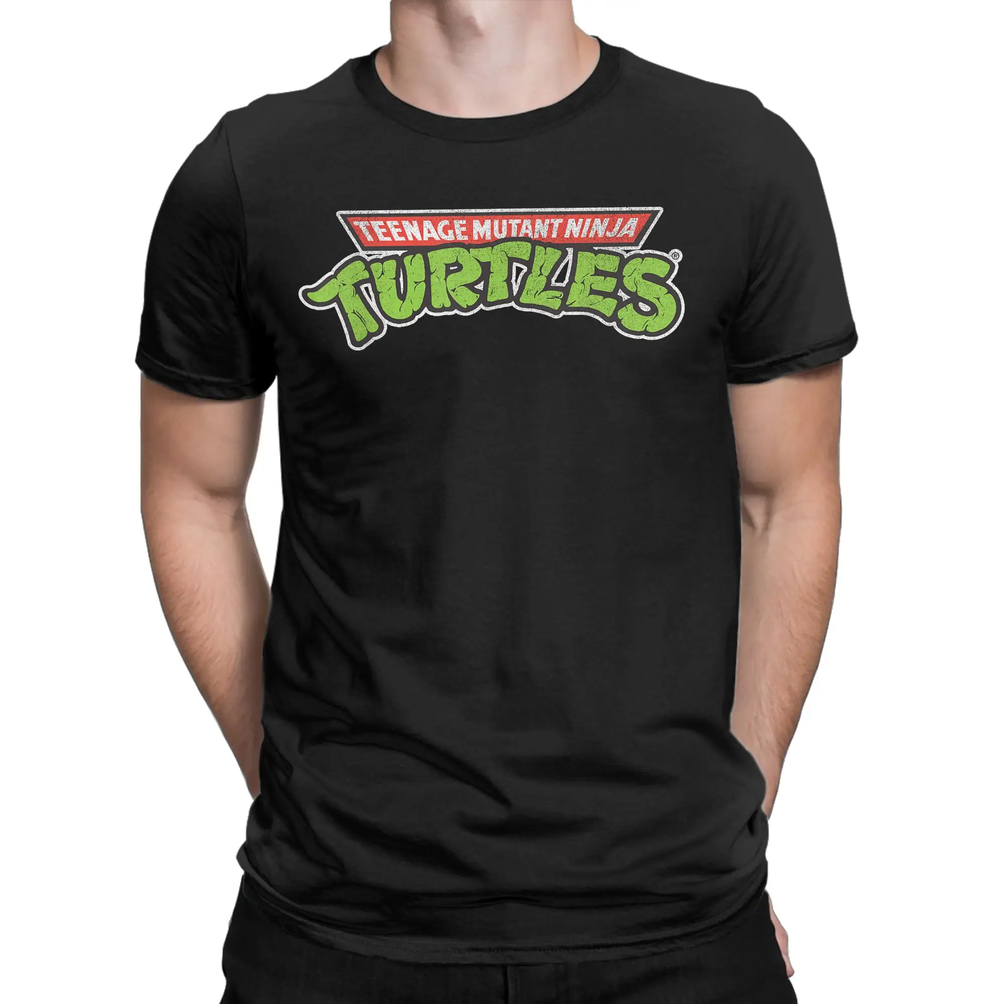 Vintage Ninja Turtles Retro Logo T-Shirts Men Round Neck Pure Cotton T Shirts Short Sleeve Tee Shirt Birthday Present Clothing