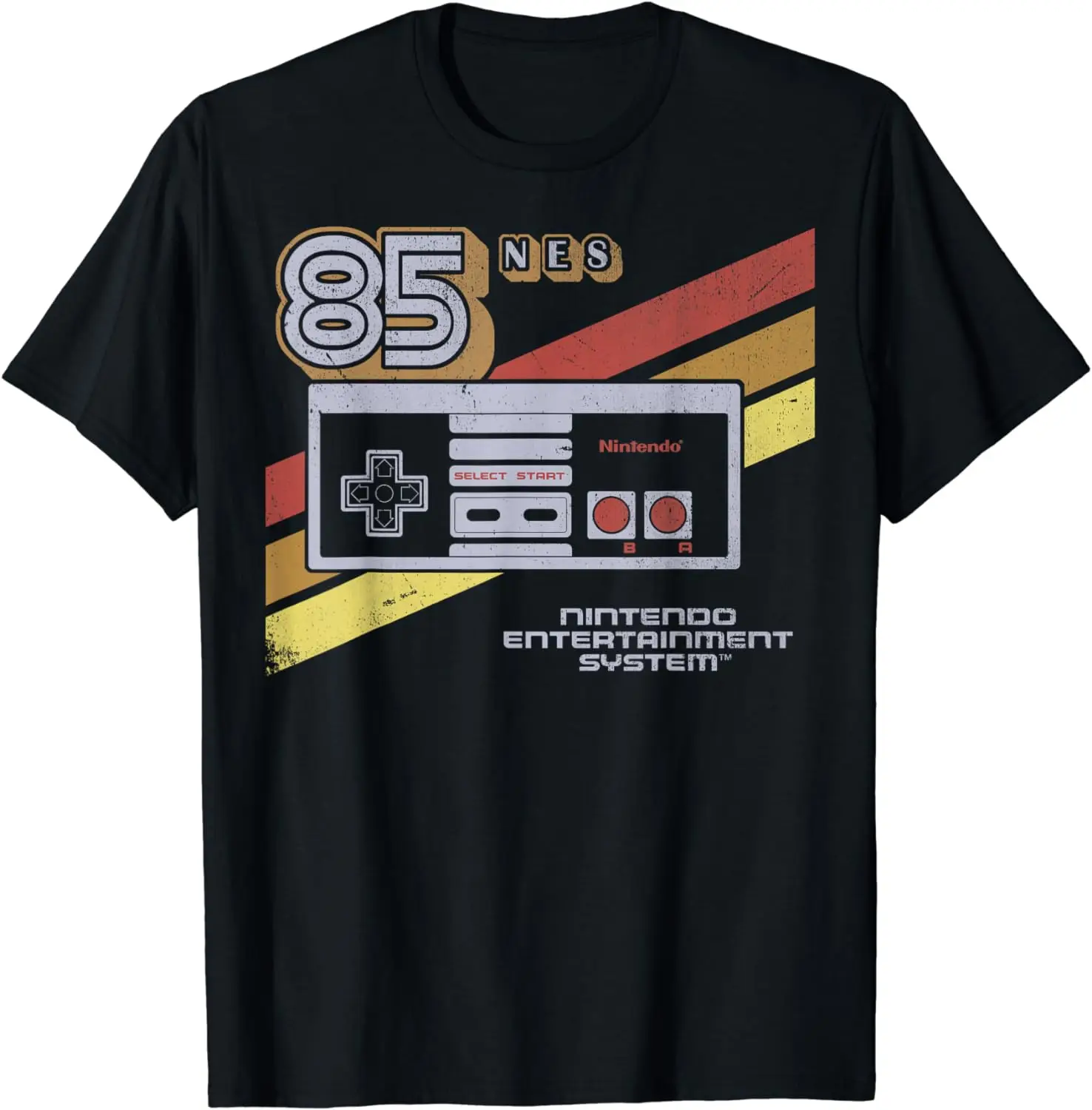 Retro-style Game Controller Style 85-number Printed Cotton T-shirt for Men - Summer Streetwear Short Sleeve Shirt