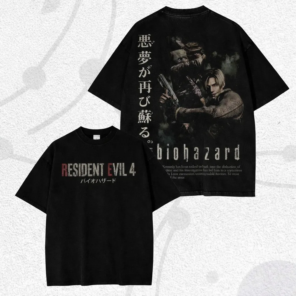 Retro Fan Gift, Resident Evil T-shirt, Leon Kennedy Retro Game T-shirt, Retro Casual Daily T-shirt