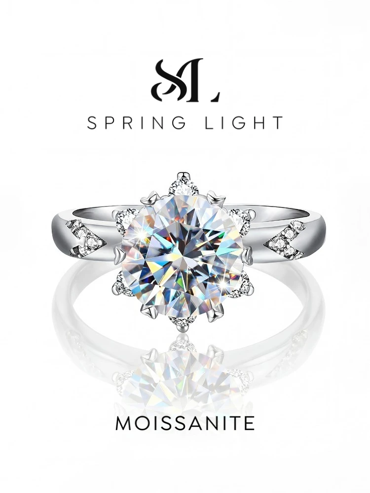 Luxury 2CT Moissanite Diamond Gemstone Engagement Rings for Women Solitaire Wedding Anniversary Jewelry