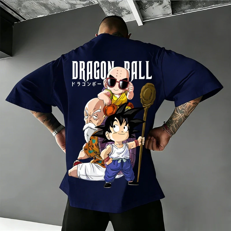 2026 Summer Dragon Ball Retro Pure Cotton Fitness T-shirt Men's Oversized Short-sleeved Family Unisex Children's Casual Shirt
