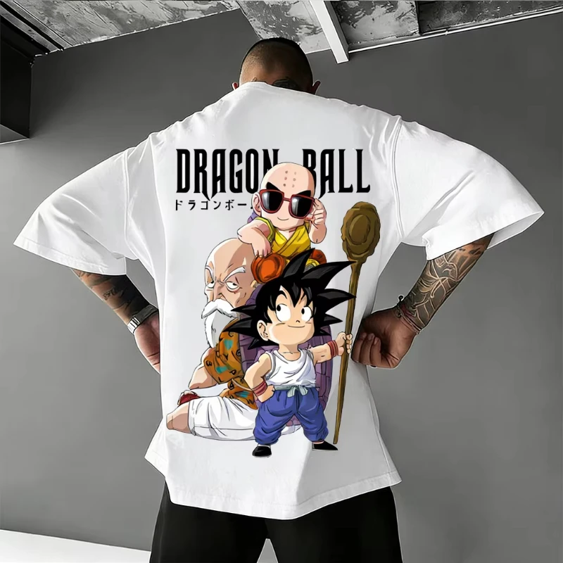 2026 Summer Dragon Ball Retro Pure Cotton Fitness T-shirt Men's Oversized Short-sleeved Family Unisex Children's Casual Shirt