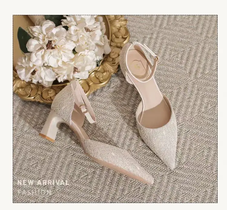 2026 New Summer Fashion Pointed Toe Buckle Latch Shoes Women High Heels Banquet Sexy Women Sandals Women Shoes 41656