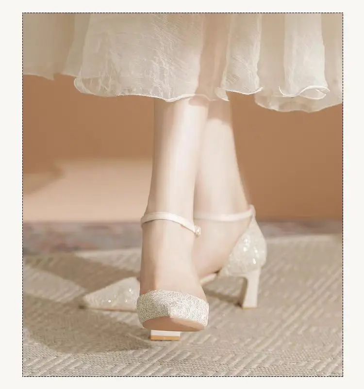 2026 New Summer Fashion Pointed Toe Buckle Latch Shoes Women High Heels Banquet Sexy Women Sandals Women Shoes 41656
