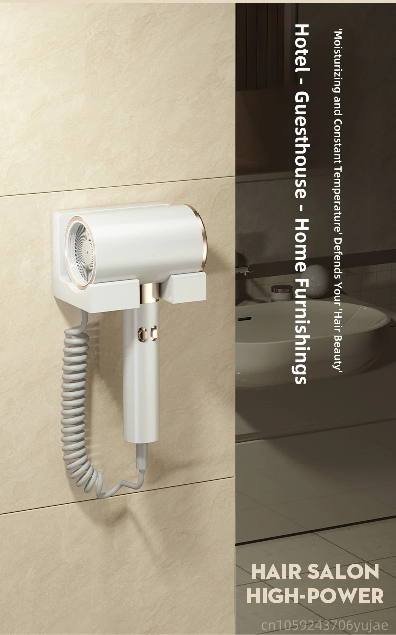 New Product: No Drilling Wall Mounted Hair Dryer With 2400W Super Power, Fast Drying, Blue Light, Silent, Hotel Home Hair Dryer