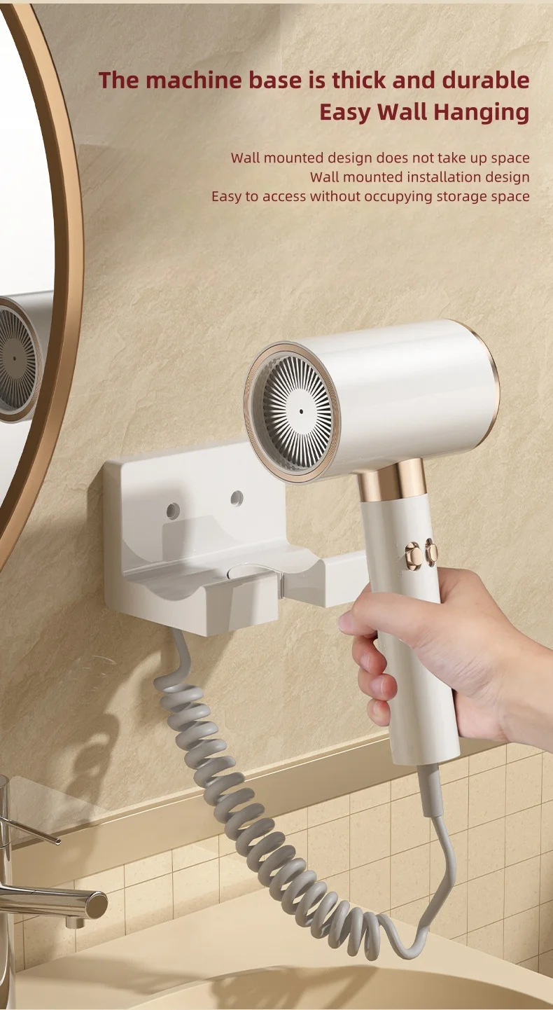 New Product: No Drilling Wall Mounted Hair Dryer With 2400W Super Power, Fast Drying, Blue Light, Silent, Hotel Home Hair Dryer