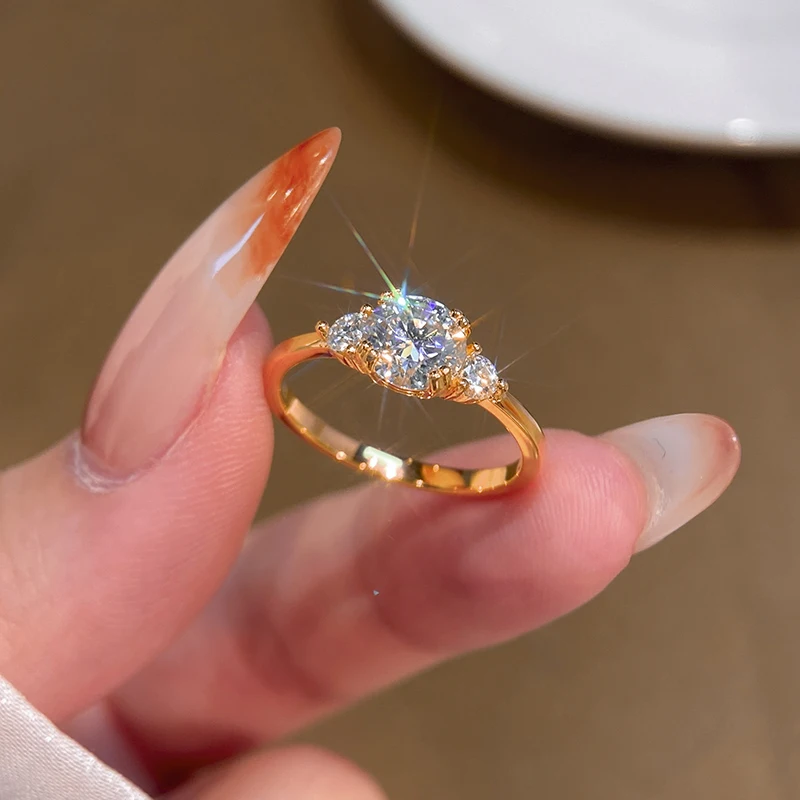 1.2CT Moissanite Diamond with Certificate Engagement Rings for Women Luxury Round Solitaire Halo Ring Wedding Jewelry