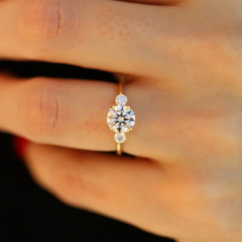 1.2CT Moissanite Diamond with Certificate Engagement Rings for Women Luxury Round Solitaire Halo Ring Wedding Jewelry
