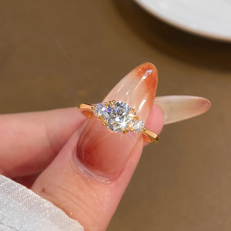 1.2CT Moissanite Diamond with Certificate Engagement Rings for Women Luxury Round Solitaire Halo Ring Wedding Jewelry