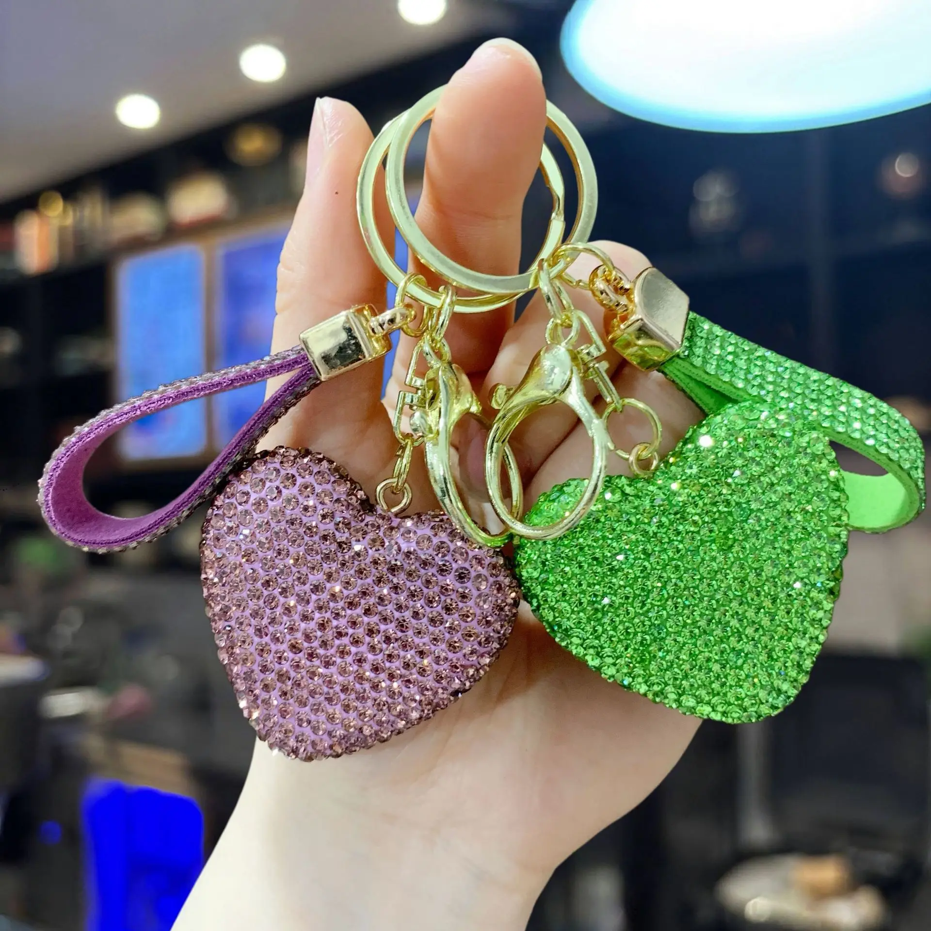 Luxury Rhinestone Heart Keychain - Sparkling Car Key Ring & Bag Charm
