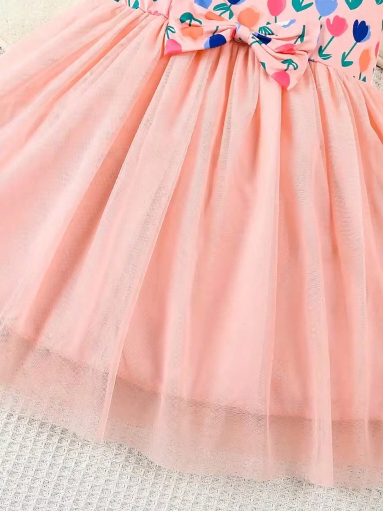 Enchanting Girl Summer Dress - Purple Lotus Leaf Cuff, Mermaid Scale Print and sequin Decoration, Polyester Mesh Skirt
