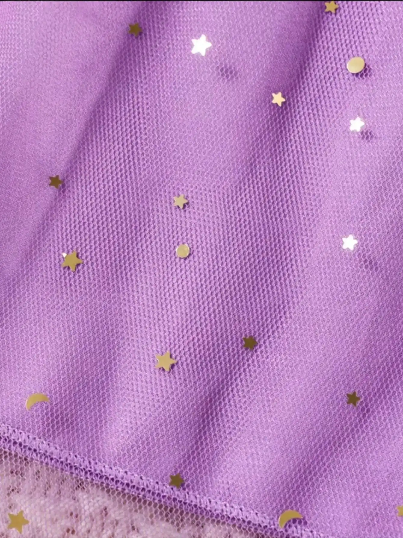 Enchanting Girl Summer Dress - Purple Lotus Leaf Cuff, Mermaid Scale Print and sequin Decoration, Polyester Mesh Skirt