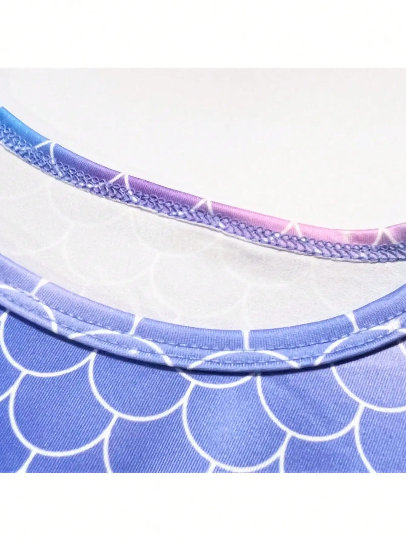 Enchanting Girl Summer Dress - Purple Lotus Leaf Cuff, Mermaid Scale Print and sequin Decoration, Polyester Mesh Skirt