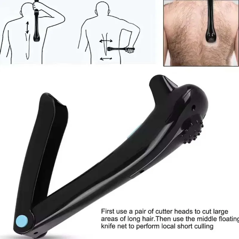 2026 Portable Back Shaver for Men Body Razor Hair Trimmer Foldable Long Handle Groomer Hair Removal