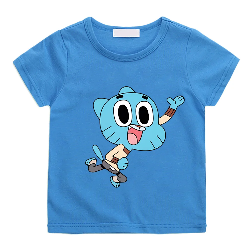 Kawaii Cotton T Shirt The Wonderfully Weird World of Gumball Kids T-Shirt Street Fashion Graphic Tshirts Breathable Casual Tees