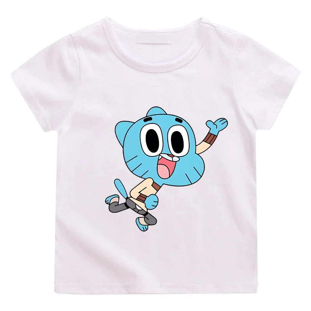 Kawaii Cotton T Shirt The Wonderfully Weird World of Gumball Kids T-Shirt Street Fashion Graphic Tshirts Breathable Casual Tees