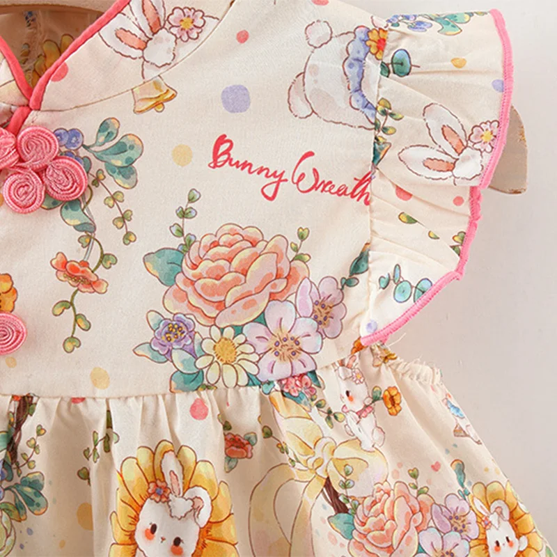 Baby Girls' Dresses Summer Floral And Cartoon-Printed Cute Girls' Dresses Sweet Chinese-Style Qipao Baby Dresses Baby Girl Cloth