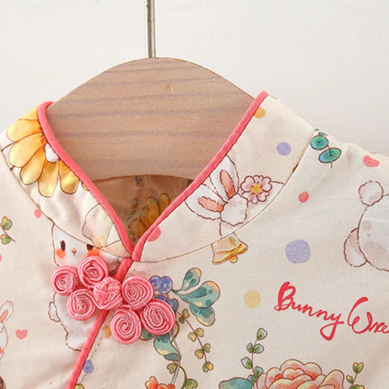 Baby Girls' Dresses Summer Floral And Cartoon-Printed Cute Girls' Dresses Sweet Chinese-Style Qipao Baby Dresses Baby Girl Cloth