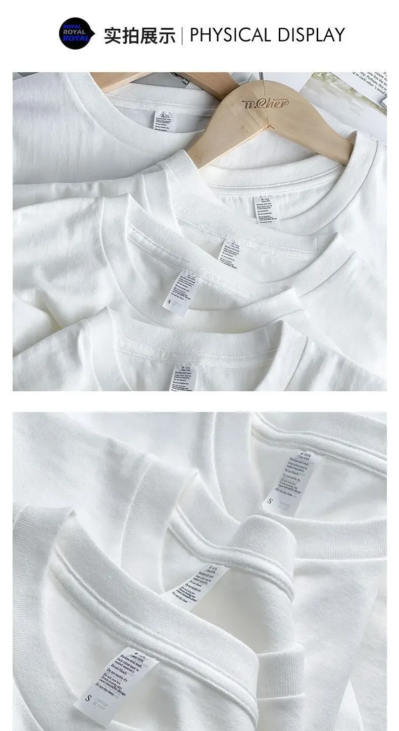 800gsm T-shirt Men's Three-pin High-gram Weight High-grade Long-staple Pure Cotton Thickened Japanese Long Sleeves