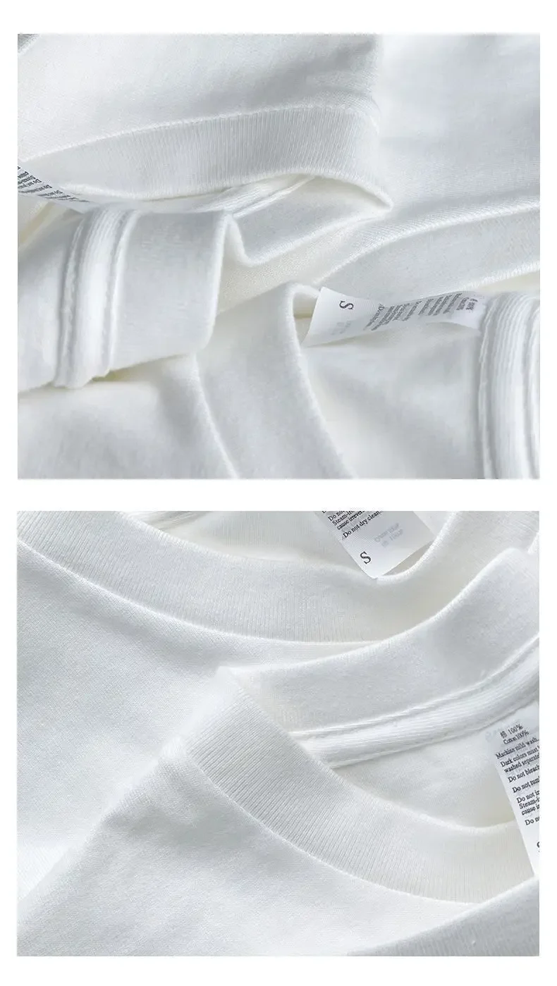 800gsm T-shirt Men's Three-pin High-gram Weight High-grade Long-staple Pure Cotton Thickened Japanese Long Sleeves