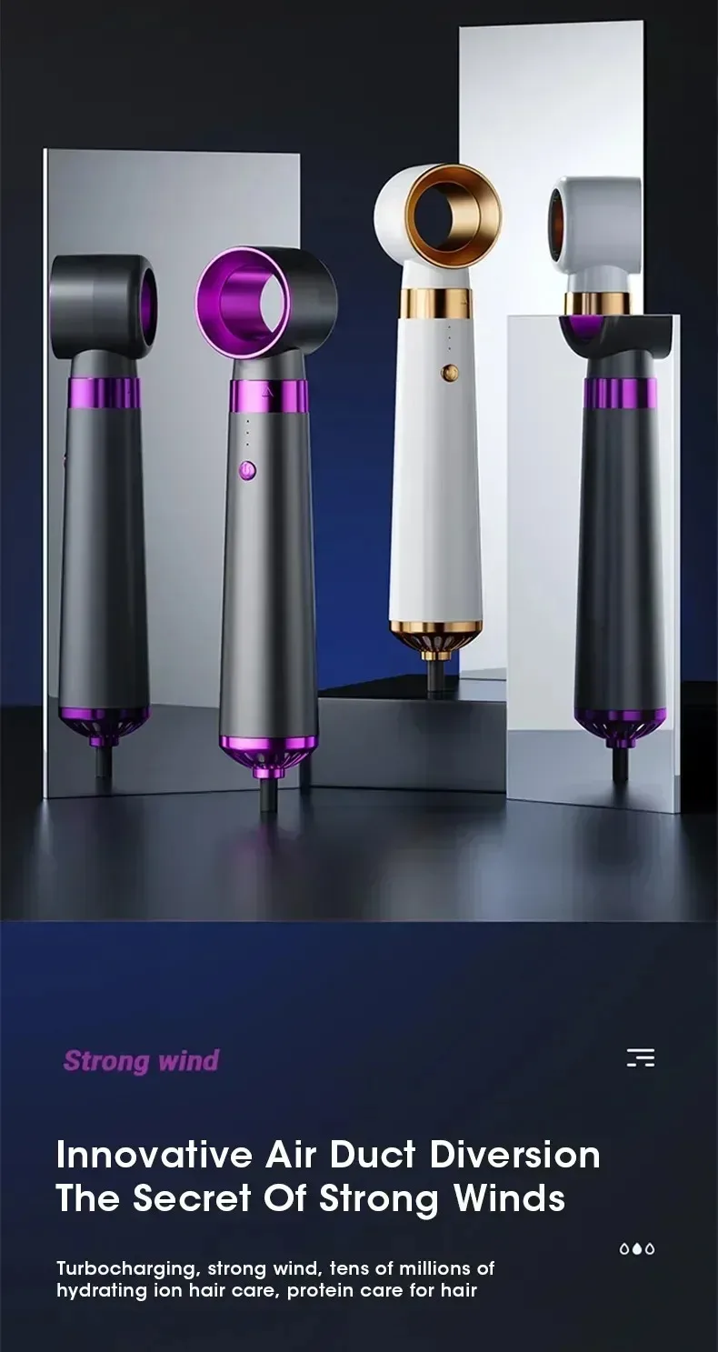 Travel Hair Dryer 5-in-1 with Straightener Curler Negative Ion Fast Drying Strong Wind 110V-220V for Home Salon Use