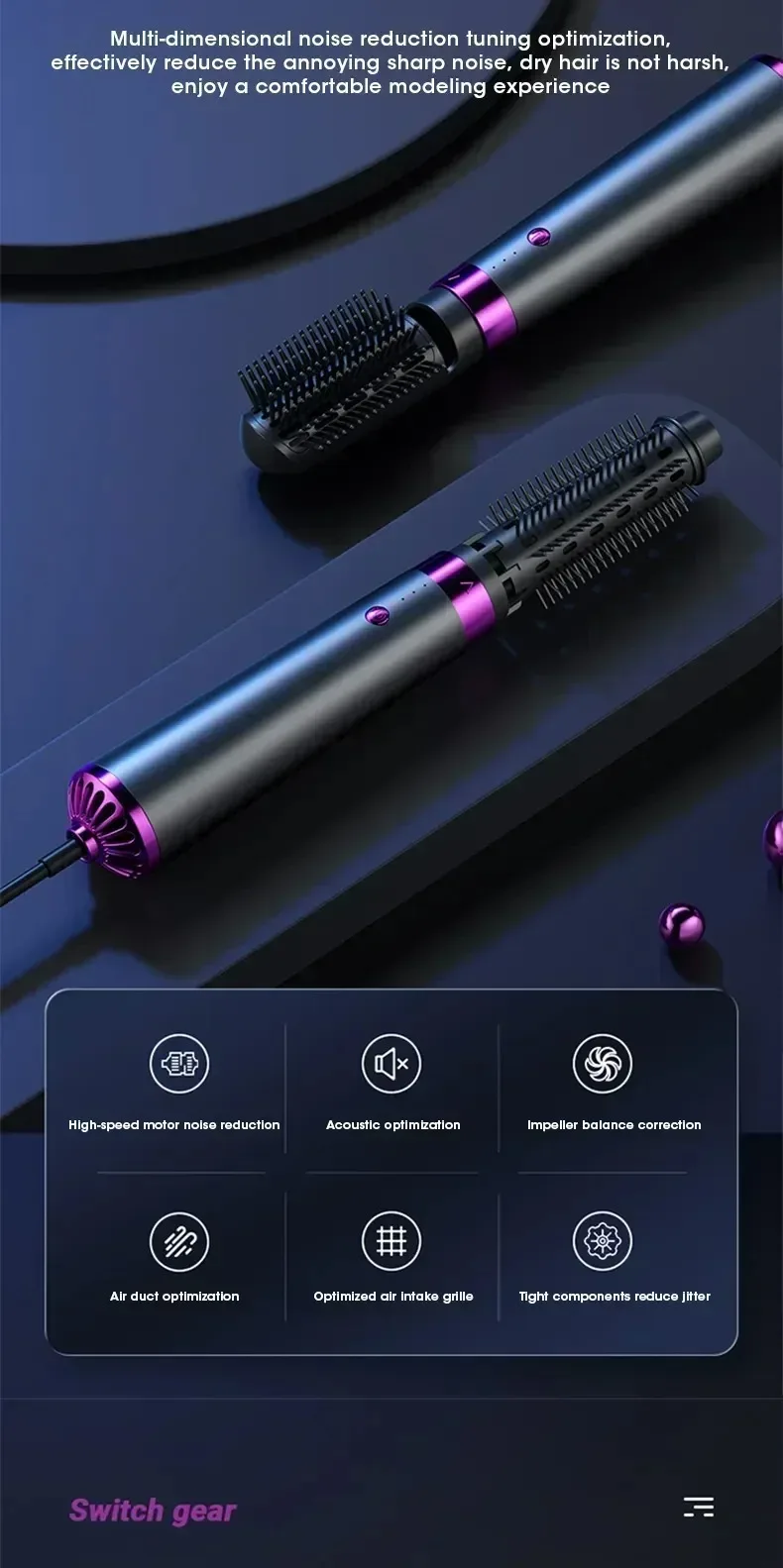 Travel Hair Dryer 5-in-1 with Straightener Curler Negative Ion Fast Drying Strong Wind 110V-220V for Home Salon Use