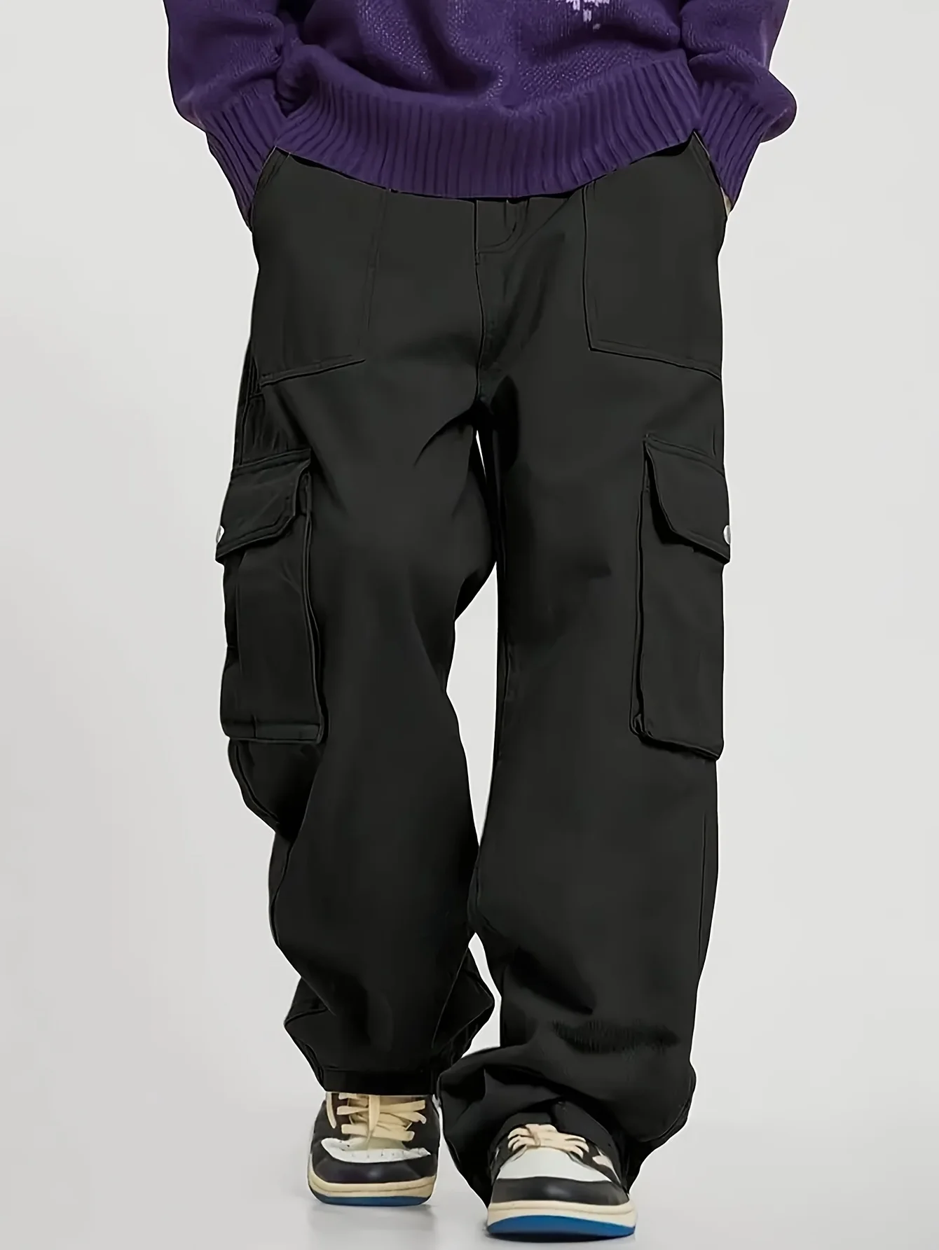Big Pocket Wild Cargo Pants Man Loose Fit Wide Leg Baggy Cargo Pants Hip Hop Streetwear Multi-Pocket Fashion Joggers
