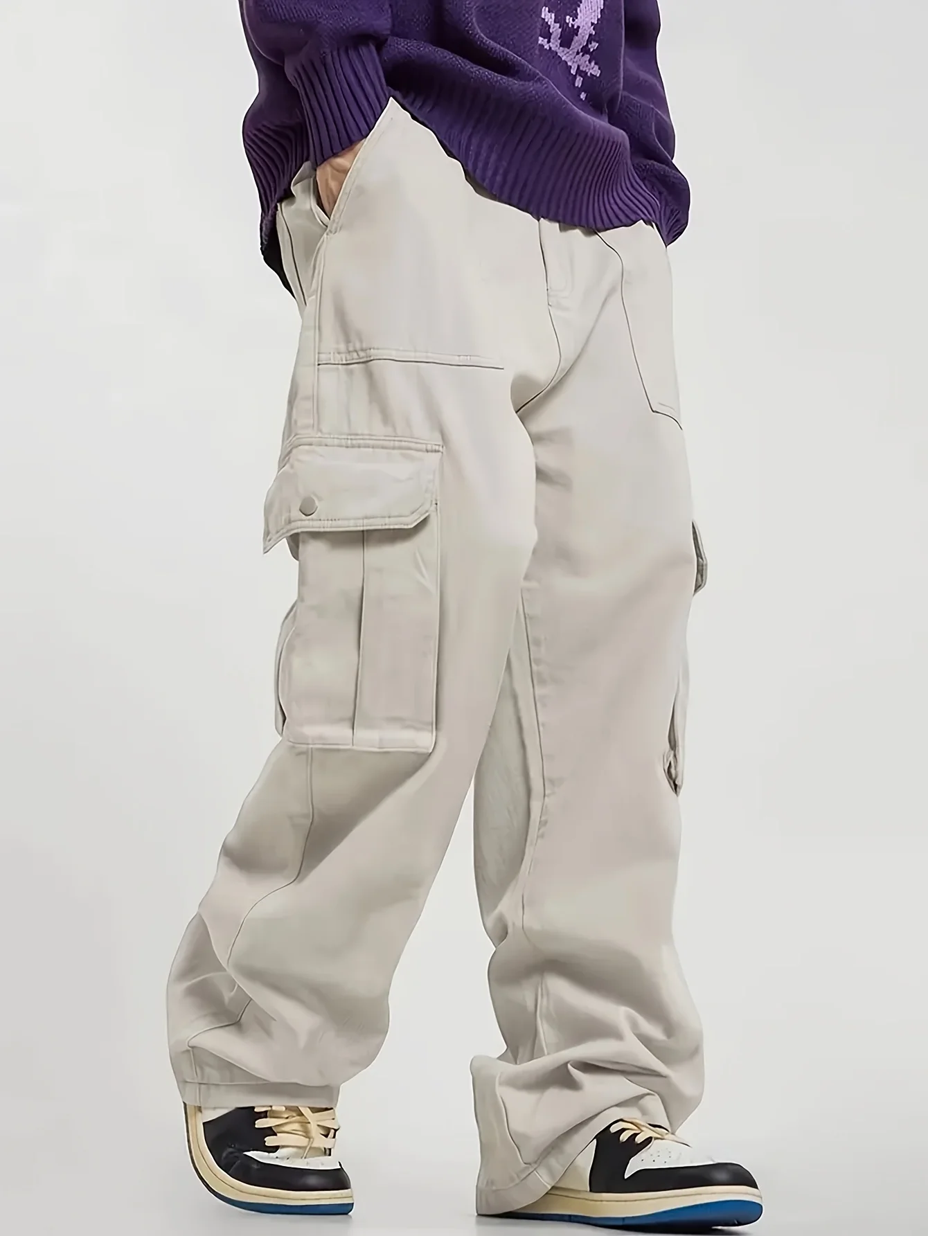 Big Pocket Wild Cargo Pants Man Loose Fit Wide Leg Baggy Cargo Pants Hip Hop Streetwear Multi-Pocket Fashion Joggers