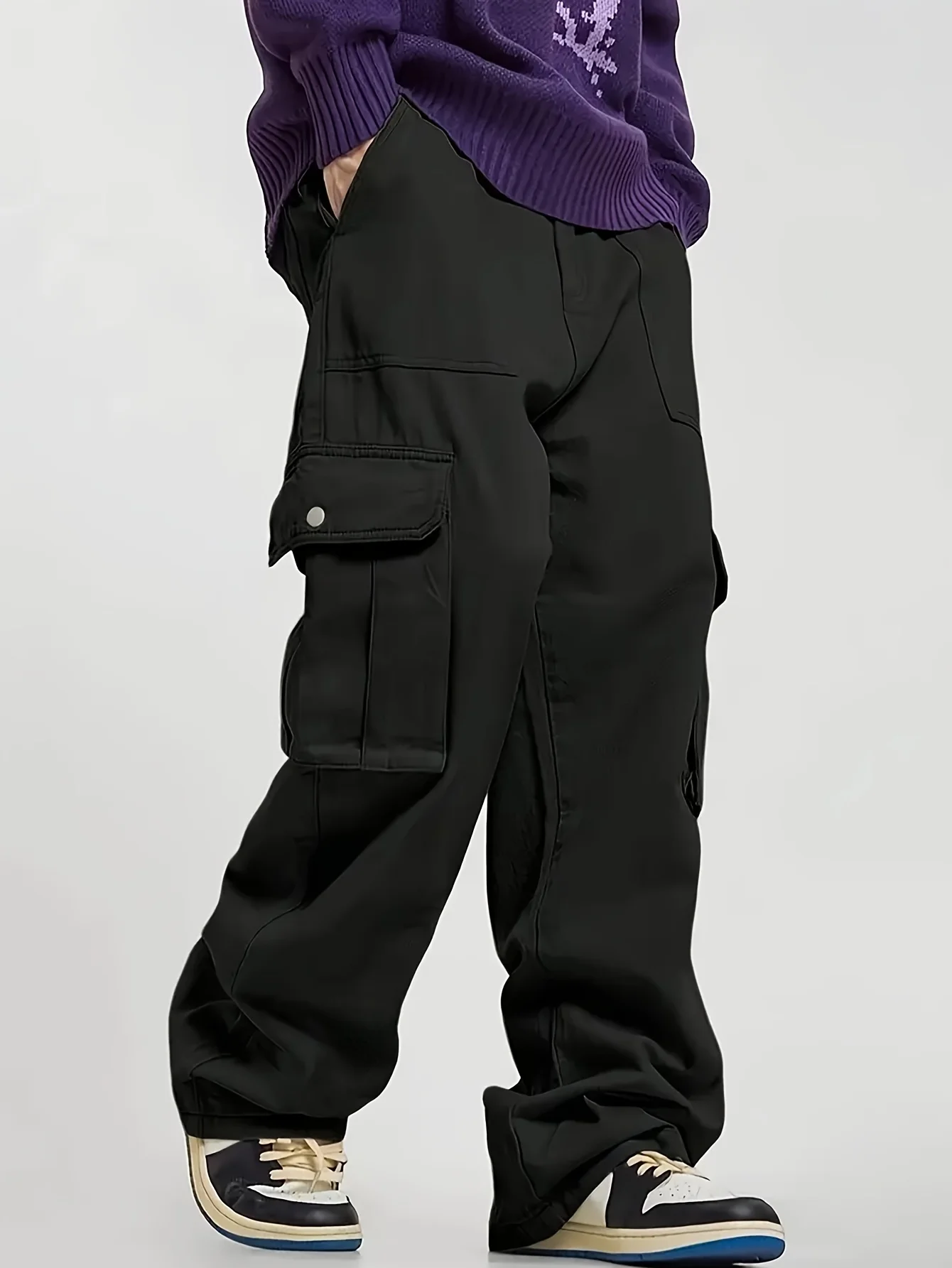 Big Pocket Wild Cargo Pants Man Loose Fit Wide Leg Baggy Cargo Pants Hip Hop Streetwear Multi-Pocket Fashion Joggers