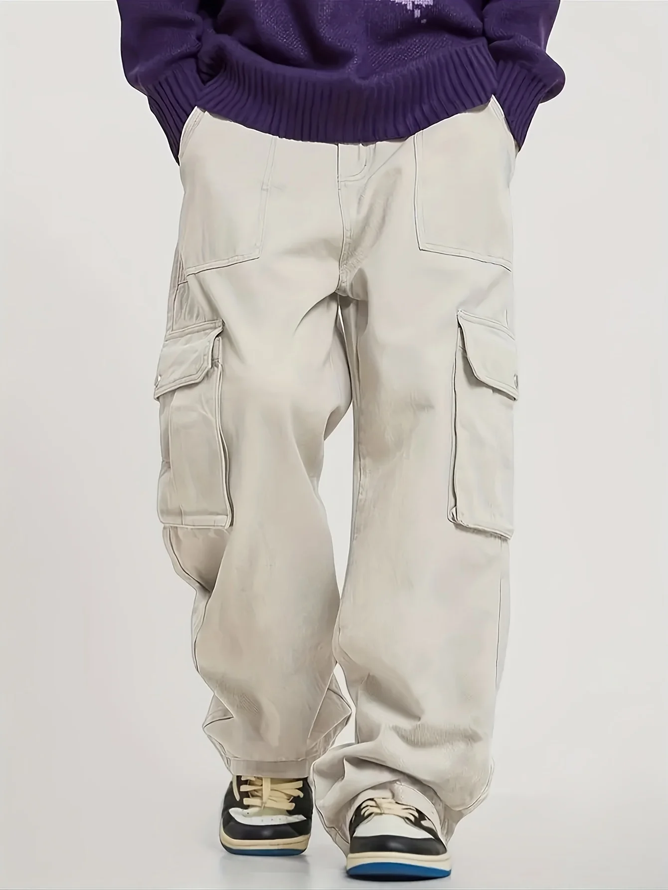 Big Pocket Wild Cargo Pants Man Loose Fit Wide Leg Baggy Cargo Pants Hip Hop Streetwear Multi-Pocket Fashion Joggers
